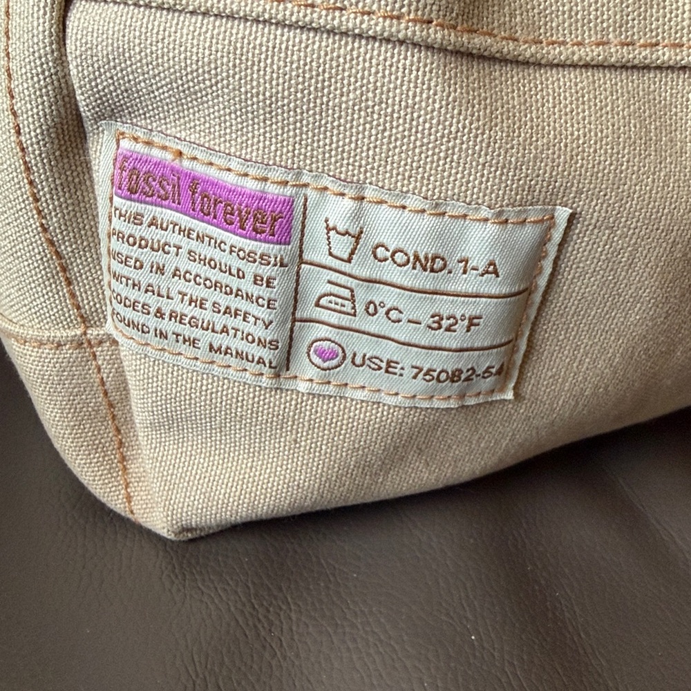 Vintage Fossil Beige and Pink Drawstring Tote Bag - Picture 2 of 13